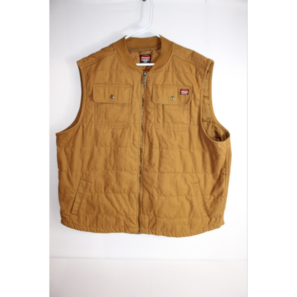 Wrangler Workwear Men's 3XL Quilted Lined Duck Work Vest Brown